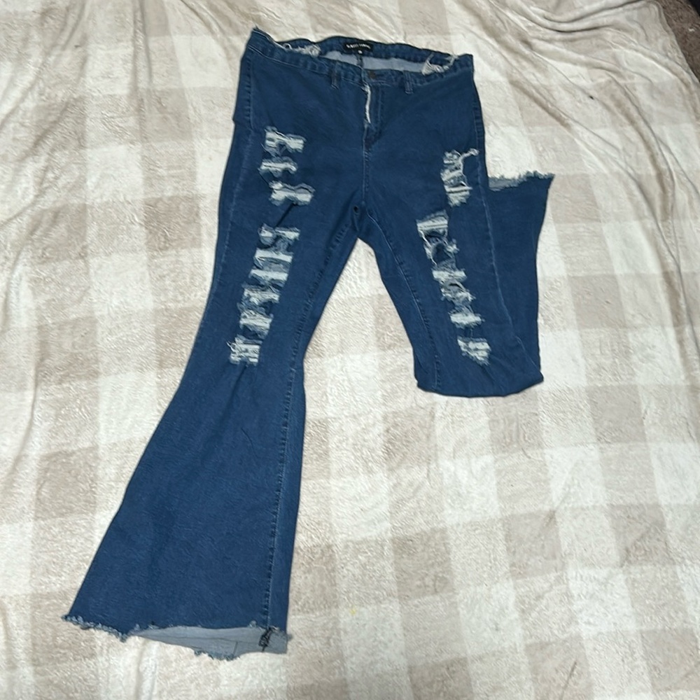 Distressed bell bottom